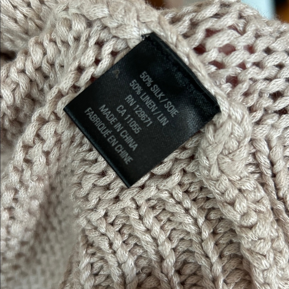 360 Sweater  Open-Front Cardigan silk/linen blend Dune NWOT - Picture 3 of 5